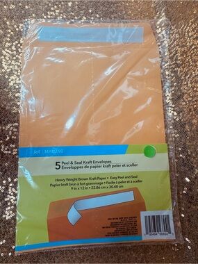 Jot 5-Pack Peel & Seal Kraft Manila Envelopes 9x12 Heavy Weight New Sealed